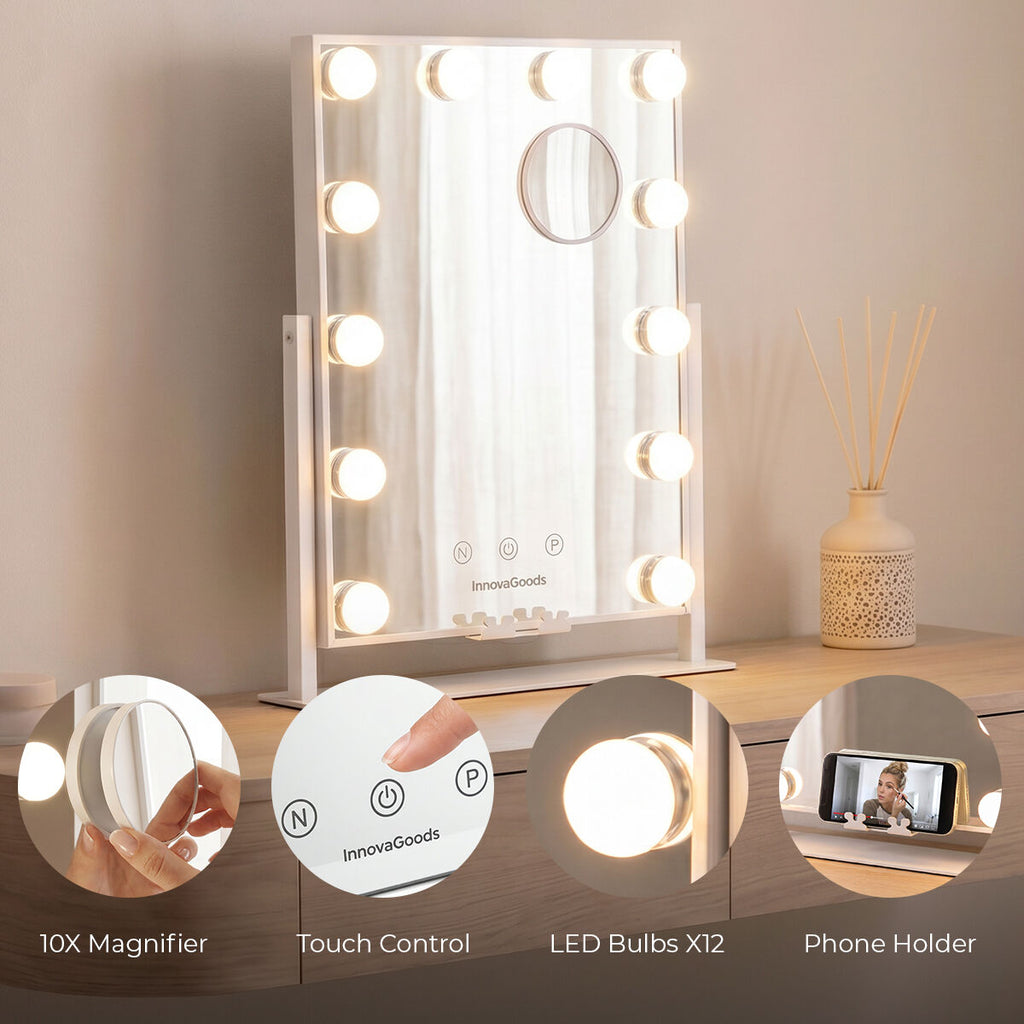 Espejo Hollywood con 12 Luces LED